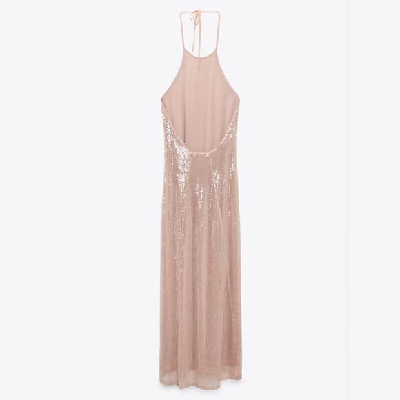 ZARA SEQUIN HALTER DRESS - Picture 6 of 9
